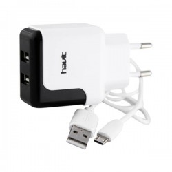 CARGADOR 2 USB CON CABLE MICRO USB 2.1A HAVIT