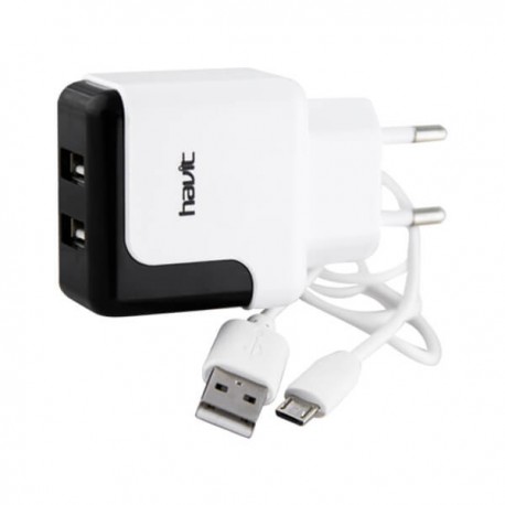 CARGADOR 2 USB CON CABLE MICRO USB 2.1A HAVIT