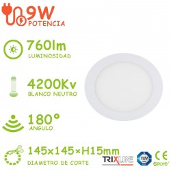 Downlight LED 9W CIRCULAR Blanco Neutro Trixline