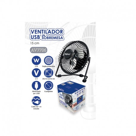 VENTILADOR USB DE SOBREMESA 15 CENTIMETROS 3W AVANT