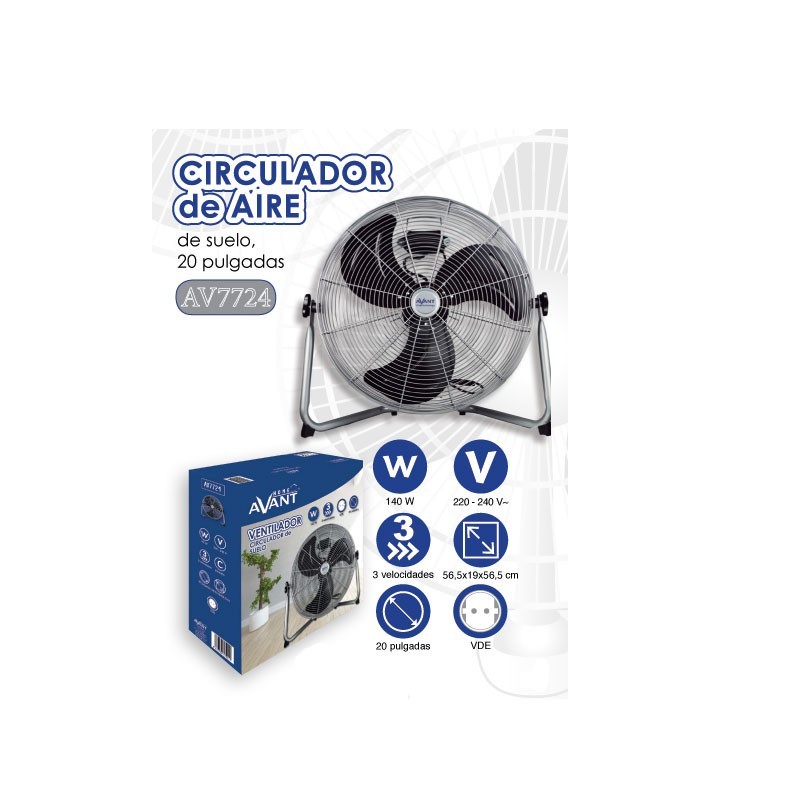 VENTILADOR CIRCULADOR DE AIRE DE SUELO 3 VELOCIDADES 140W AVANT - Ledecor