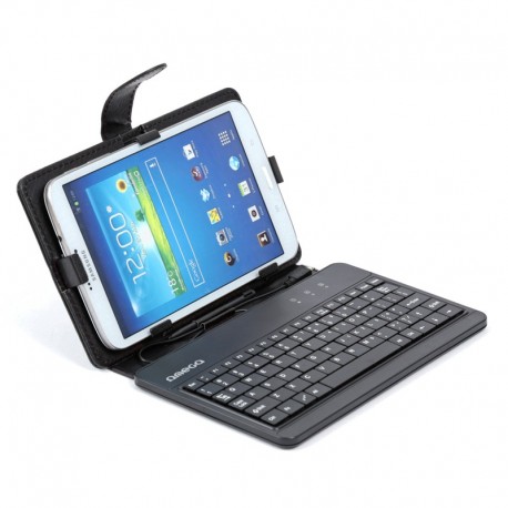 FUNDA DE TABLET CON TECLADO 7" A 7,85" + SOPORTE MICRO USB NEGRO OMEGA