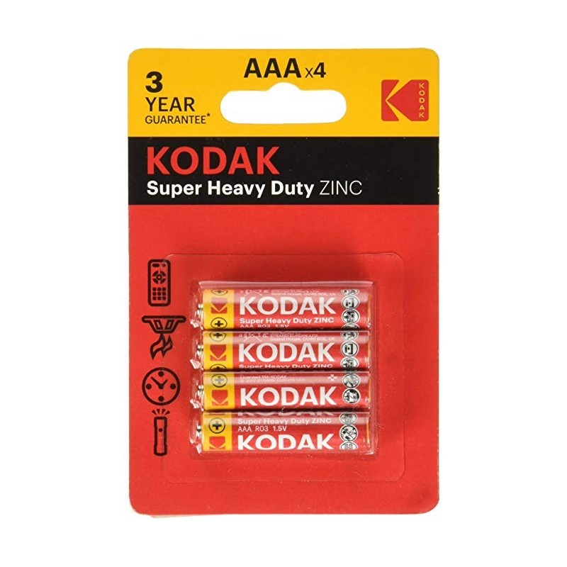 Pile Alcaline-KODAK LR03 AAA AM4 1,5V MAX Blister De 4 Piles