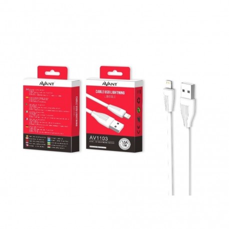 CABLE CARGA Y DATOS USB 2.0 a LIGHTNING IPHONE 1 METRO BLANCO AVANT