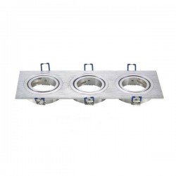 ARO TRIPLE PLATEADO ALUMINIO CUADRADO BASCULANTE PARA BOMBILLA GU10/GU5.3