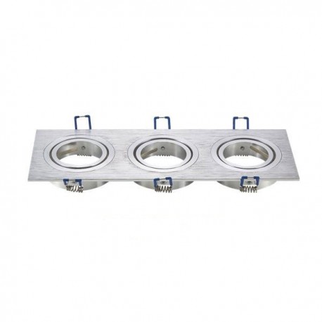 ARO TRIPLE PLATEADO ALUMINIO CUADRADO BASCULANTE PARA BOMBILLA GU10/GU5.3