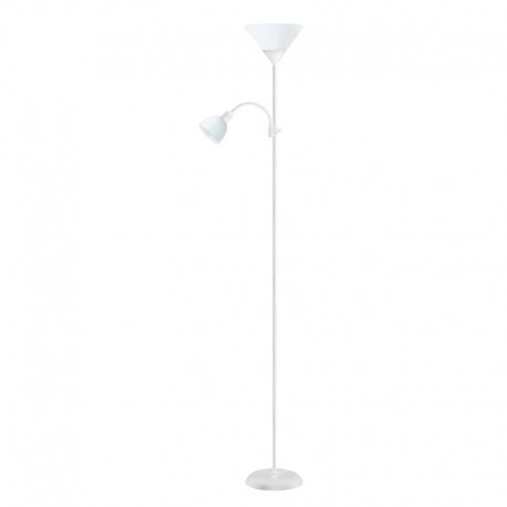 LAMPARA DE PIE METAL E27+E14 BLANCA PLATINET