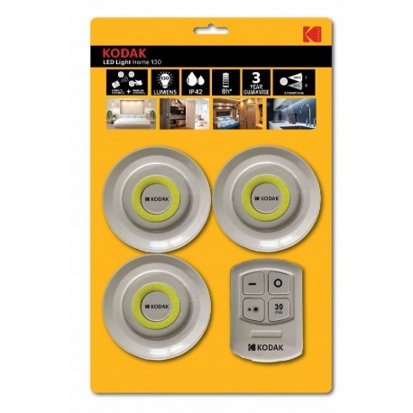 SET 3 LUCES KODAK LED LIGHT HOME 130 LUMENS IP42 C/MANDO