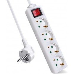 REGLETA 4 TOMAS 5.0 METROS 3X1.5mm² INTERRUPTOR CON PROTECCION BLANCO LEDECOR