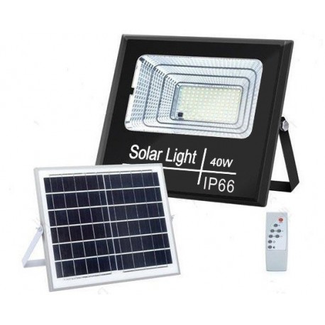 FOCO PROYECTOR LED SOLAR 40W IP66 PANEL POLICRISTALINO BLANCO FRIO