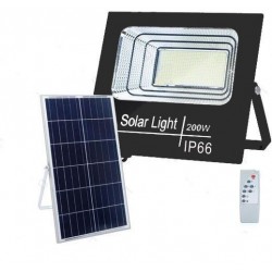 FOCO PROYECTOR LED SOLAR 200W IP66 PANEL POLICRISTALINO BLANCO FRIO