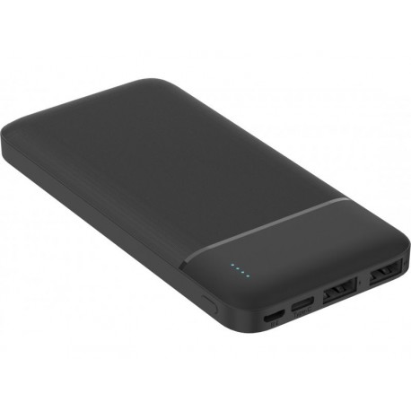 POWER BANK 10000mAh POLYMER ABS NEGRO 2USB 1TYPE-C 1 MICROUSB PLATINET