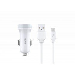 CARGADOR DUAL DE COCHE USB CON CABLE MICRO USB 1M 3.1A BLANCO HAVIT