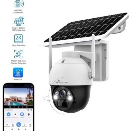 CAMARA DE VIGILANCIA 360GRADOS IP66 SIM 4G CON BATERIA DE LARGA DURACION 18.000MAH + PANEL SOLAR 5V 7W NIVIAN