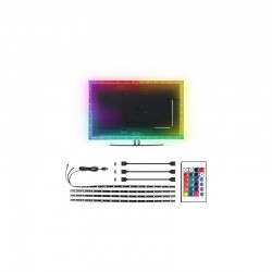 TIRA LED RGB USB 5W REGULABLE 4 x 0.5m C/MANDO C/TRANSFORMADOR 48 LED/m 2 METROS IP20. CORTE CADA 10cm.