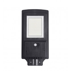 LUMINARIA PROYECTOR LED SOLAR 100W C/SENSOR C/MANDO + SOPORTE METAL PARED IP65 B. FRIO