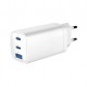 CARGADOR RAPIDO POWER DELIVERY 2 PUERTOS TIPO-C 65W + USB BLANCO GEMBIRD