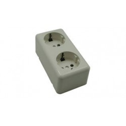 BASE DOBLE ENCHUFE SCHUKO SUPERFICIE PARED IP20 