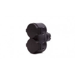 ADAPTADOR ENCHUFE 2 TOMAS SCHUKO 16A IP44 NEGRO BENSON C/TAPA BENSON