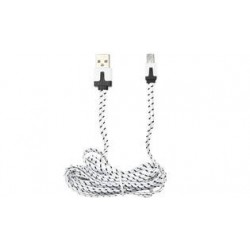 CABLE TRENZADO CARGA Y DATOS USB 2.1 A MICRO USB 2 METRO BLANCO 