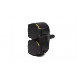 CLAVIJA DOBLE HEMBRA C/TAPA C/TOMA TIERRA SCHUKO 16A NEGRO IP44 