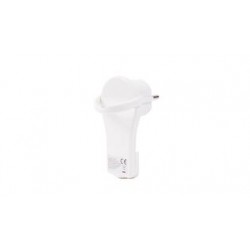 CLAVIJA EXTRA PLANA MACHO ENTRADA LATERAL C/TOMA TIERRA SCHUKO 16A BLANCO 