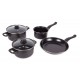 CONJUNTO BATERIA DE COCINA 6 PIEZAS ACERO AL CARBONO BENSON