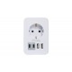 ADAPTADOR ENCHUFE SCHUKO BLANCO +2 X USB A+ 2 X USB TYPEC BENSON