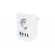 ADAPTADOR ENCHUFE SCHUKO BLANCO +2 X USB A+ 2 X USB TYPEC BENSON