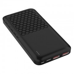 POWER BANK 10.000mAh POLIMERO NEGRO 2 USB - 1 MICRO USB -1 USB TYPE-C MICROUSB PLATINET