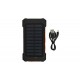 POWER BANK SOLAR PANEL CAMPING 10.000mAh POLYMERO 15W 2 USB - 1 USB TYPE-C NEGRO PLATINET