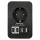 ADAPTADOR ENCHUFE SCHUKO NEGRO +2 X USB A+ 2 X USB TYPEC