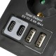 ADAPTADOR ENCHUFE SCHUKO NEGRO +2 X USB A+ 2 X USB TYPEC