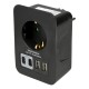 ADAPTADOR ENCHUFE SCHUKO NEGRO +2 X USB A+ 2 X USB TYPEC