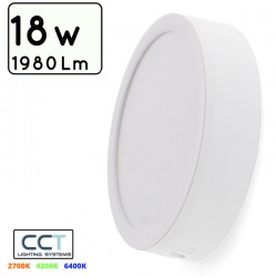 PLAFON LED SERIE ESSENTIAL PC/ABS 18W CCT (CALIDO-NEUTRO-FRIO) CIRCULAR Φ216mmX30mm