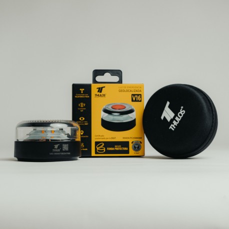 BALIZA LED V16 C/FUNDA CONECTADA GEOLOCALIZADA LUZ DE EMERGENCIA COCHE HOMOLOGADA DGT 3.0 IP54 THULOS