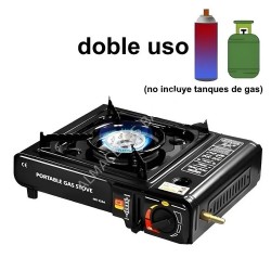 HORNILLO CAMPING GAS DUAL PORTATIL C/FUNDA CON SISTEMA DE SEGURIDAD Y AUTO-ENCENDIDO (USA BOMBONA 227GRS. no incluida)
