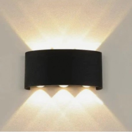 APLIQUE 3 LED DE PARED 6W DOBLE CARA NEGRO IP65 B. CALIDO