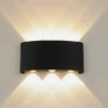 APLIQUE 3 LED DE PARED 6W DOBLE CARA NEGRO IP65 B. CALIDO