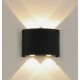 APLIQUE 2 LED DE PARED 4W DOBLE CARA NEGRO IP65 B. CALIDO