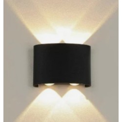 APLIQUE 2 LED DE PARED 4W DOBLE CARA NEGRO IP65 B. CALIDO