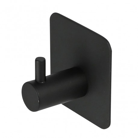 GANCHO PERCHERO METALICO AUTOADHESIVO NEGRO 4,5X4,5X3CM