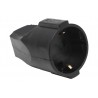 CLAVIJA DE GOMA HEMBRA C/TOMA TIERRA SCHUKO 16A NEGRO LEDECOR