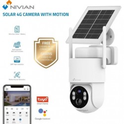 CAMARA VIGILANCIA EXTERIOR (SIM LTE 4G Incluida 3 años) DETECION IA AUDIO BIDIRECIONAL BATERIA 7.800AH + PANEL SOLAR 5W NIVIAN
