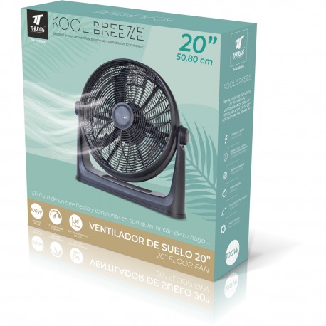 VENTILADOR CIRCULADOR DE AIRE DE SUELO NEGRO 20 PULGADAS ØCM. 3 VELOCIDADES W THULOS