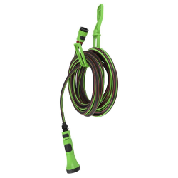 JUEGO DE MANGUERA JARDIN 3/8" COMPLETO + ACCESORIOS + SOPORTE COLGADOR 7,5 METROS