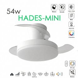 VENTILADOR DE TECHO Ø91CM BLANCO HADES-MINI DC 3 ASPAS RETRACTIL LED REGULABLE CCT (CALIDO-NEUTRO-FRIO) 54W CON MEMORIA LEDECOR