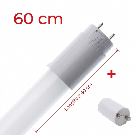 TUBO LED 60cm G13 9W T8 CRISTAL B. FRIO (CONEXIÓN POR UN SOLO LADO) C/FUSIBLE INCLUIDO